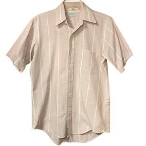 Vintage Arrow Dover Peach Stripe Shirt – USA Made Retro Button-Up, Men’s Medium